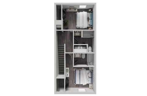 Floor plan for 2 beds, 2.5 baths, 1135 sqft